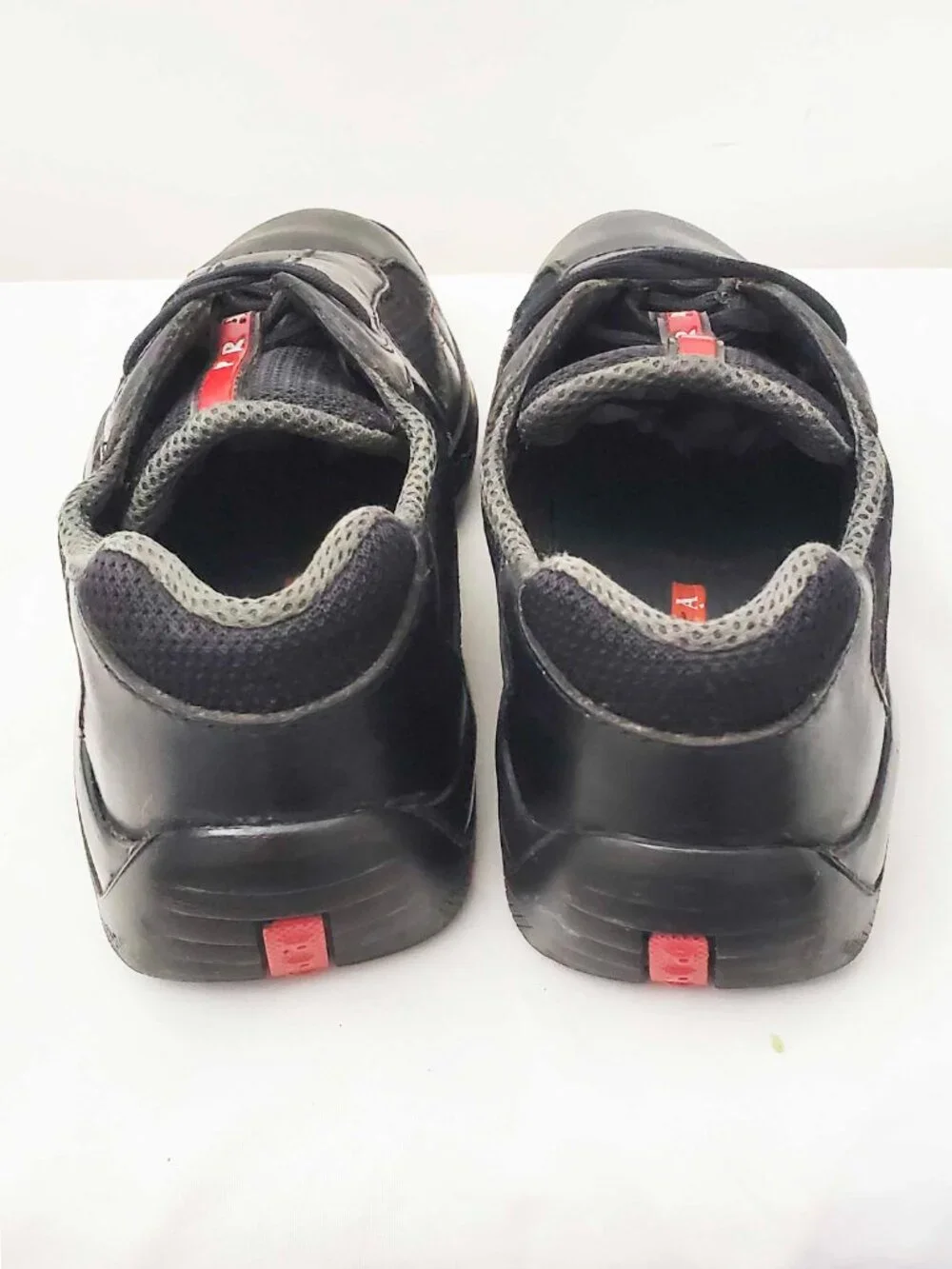 Vintage Prada Womens Sneakers Linea Rossa America’s Cup Black Leather Shoes 37,5